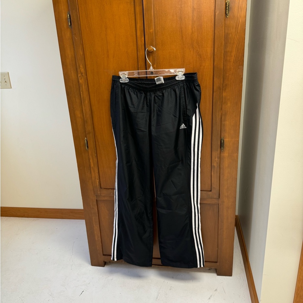 ADIDAS vintage 3 stripe wide leg wind pants joggers track pants large